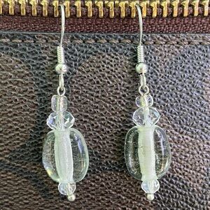 Handcrafted Glass Lampwork Bead Earrings | Clear And AB Glass Handmade Earrings